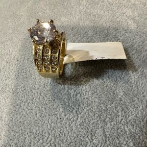 Modern Gold Ring with Cubic Zirconia